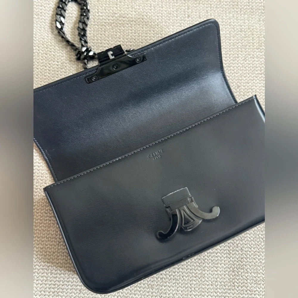 Celine Black Triomphe Chain Shoulder Bag - Picture 10 of 15